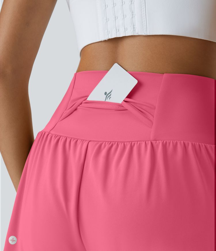 Super High Waisted Back Pocket & Side Hidden Pocket 2-in-1 Yoga Shorts 2.5"