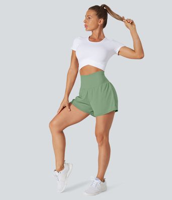 SoftlyZero™ Airy Super High Waisted Cool Touch Yoga Shorts with Pockets
