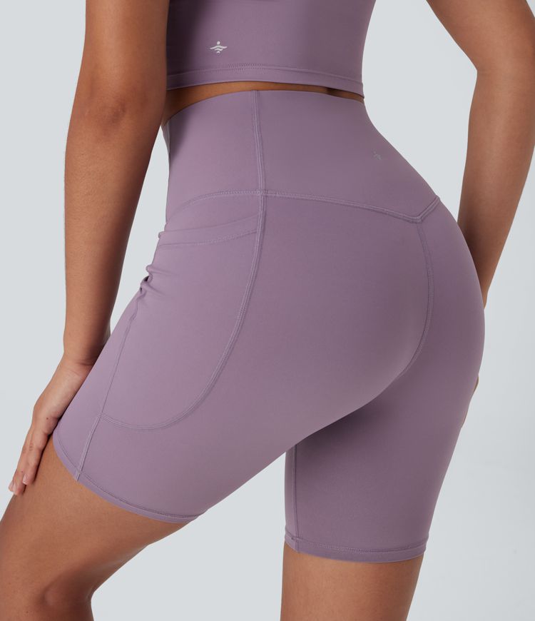 Pantalon large fluide décontracté gainant taille haute avec poches