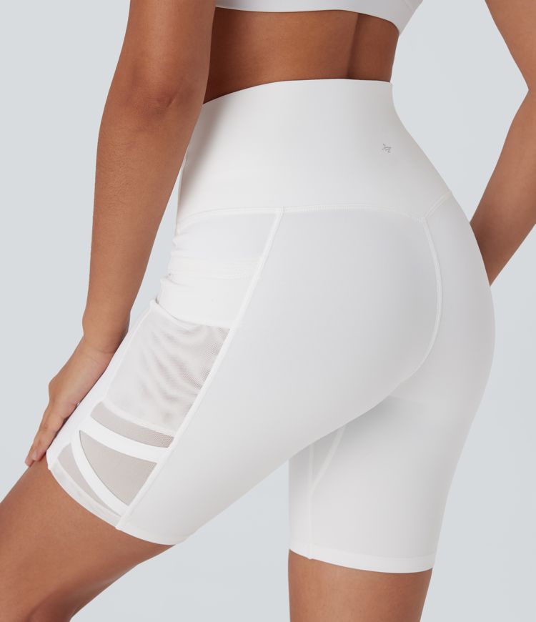 Shorts de yoga de secado rápido SpeedWave™ de tiro alto con tejido en contraste de 18 cm y bolsillos laterales