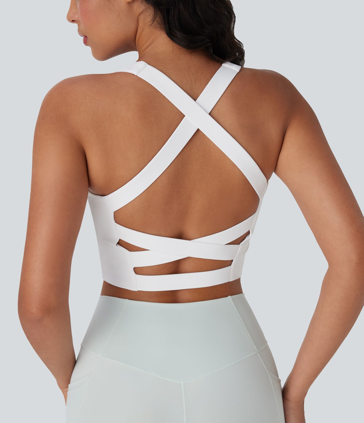 SoftlyZero™ Airy Square Neck Cropped Cool Touch Yoga Tank Top D-F Cups