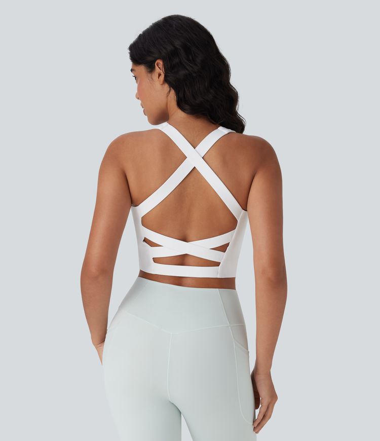 SoftlyZero™ Airy Square Neck Cropped Cool Touch Yoga Tank Top D-F Cups