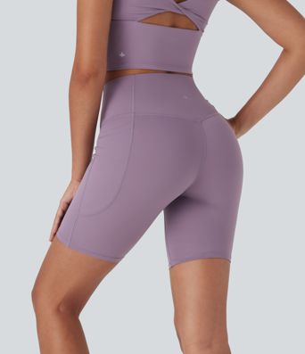 Halara UltraSculpt™ Cool Quick Dry High Waisted Tummy Control Shaping Yoga Biker Shorts 7'' with Pockets-UPF50+