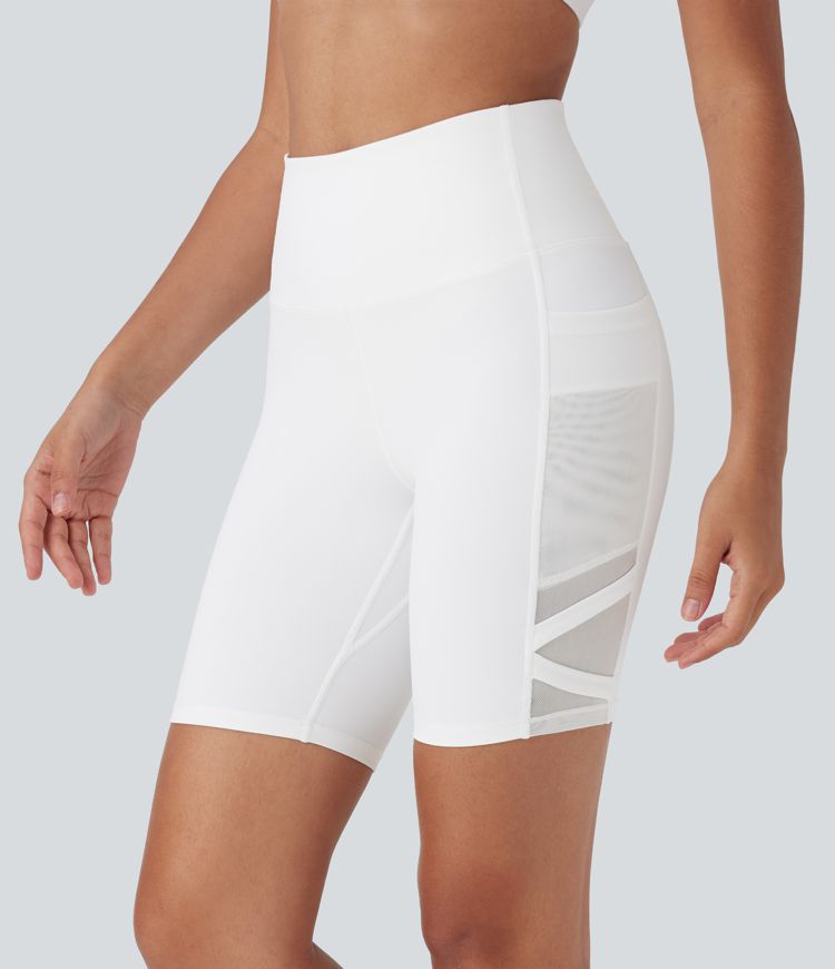 Shorts de yoga de secado rápido SpeedWave™ de tiro alto con tejido en contraste de 18 cm y bolsillos laterales