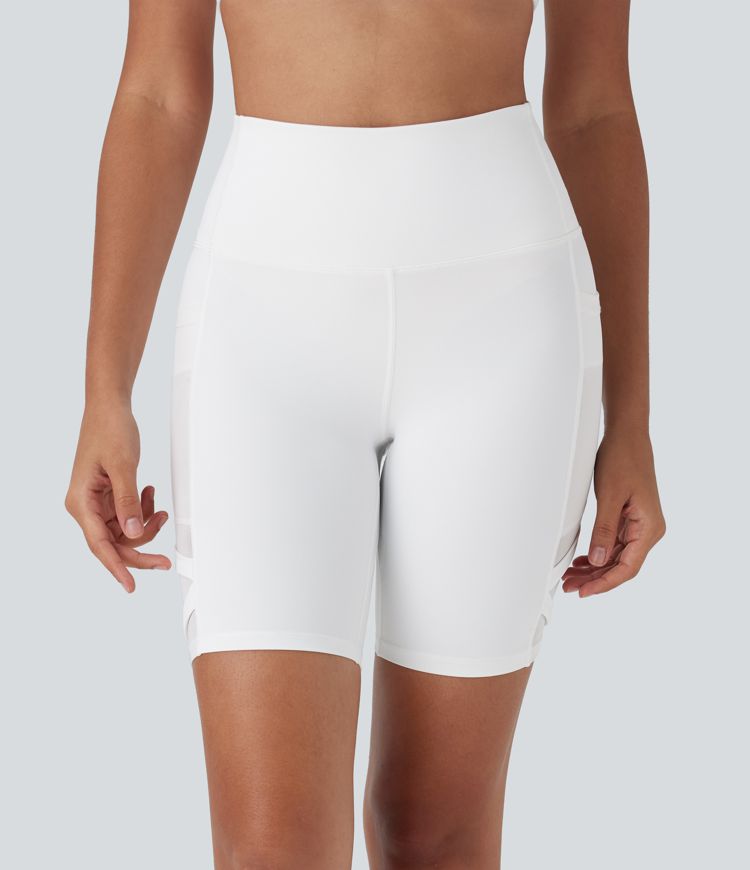 Shorts de yoga de secado rápido SpeedWave™ de tiro alto con tejido en contraste de 18 cm y bolsillos laterales