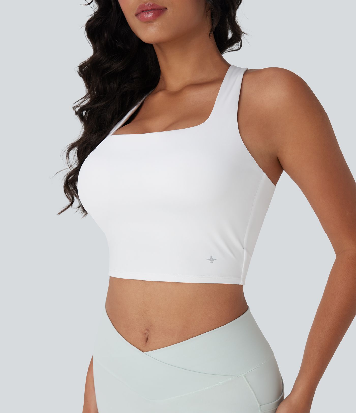 SoftlyZero™ Airy Square Neck Cropped Cool Touch Yoga Tank Top D-F Cups