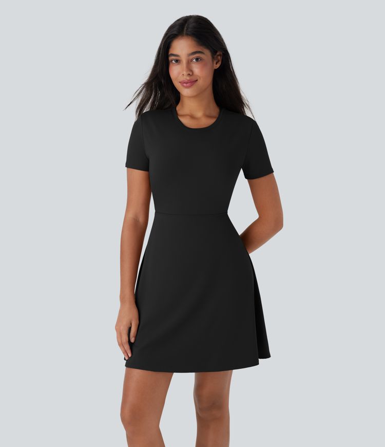 Backless Twisted Cut Out Flare Mini Dance Active Dress-D/DD/DDD/F Cups