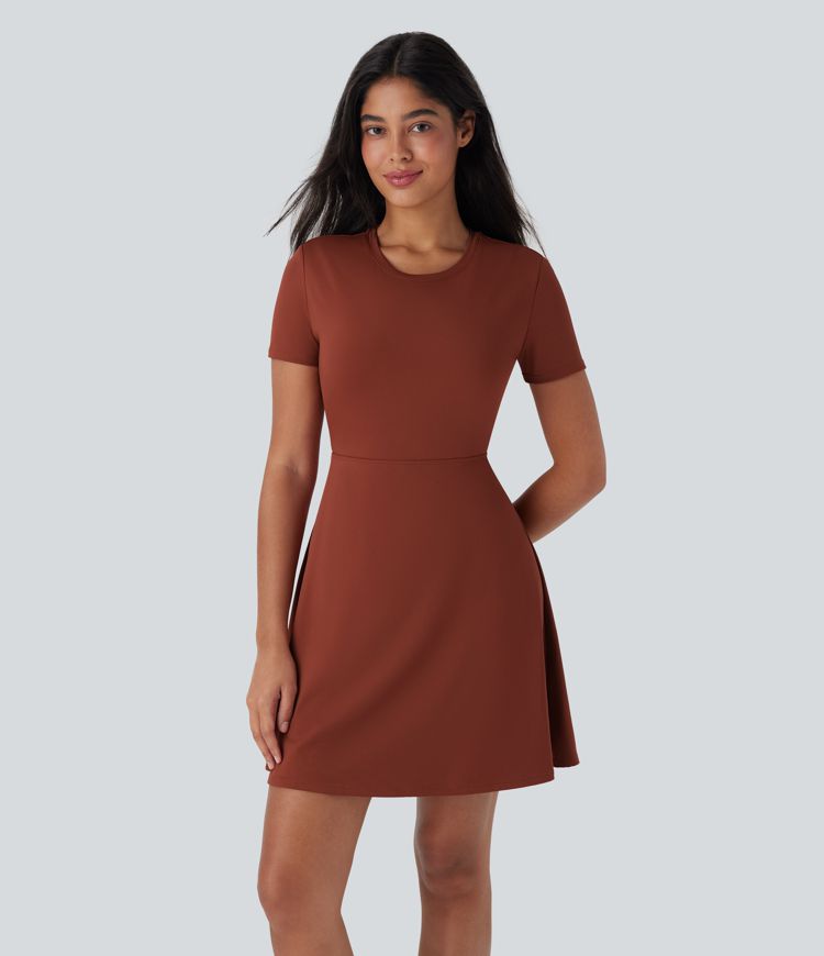Backless Twisted Cut Out Flare Mini Dance Active Dress-D/DD/DDD/F Cups