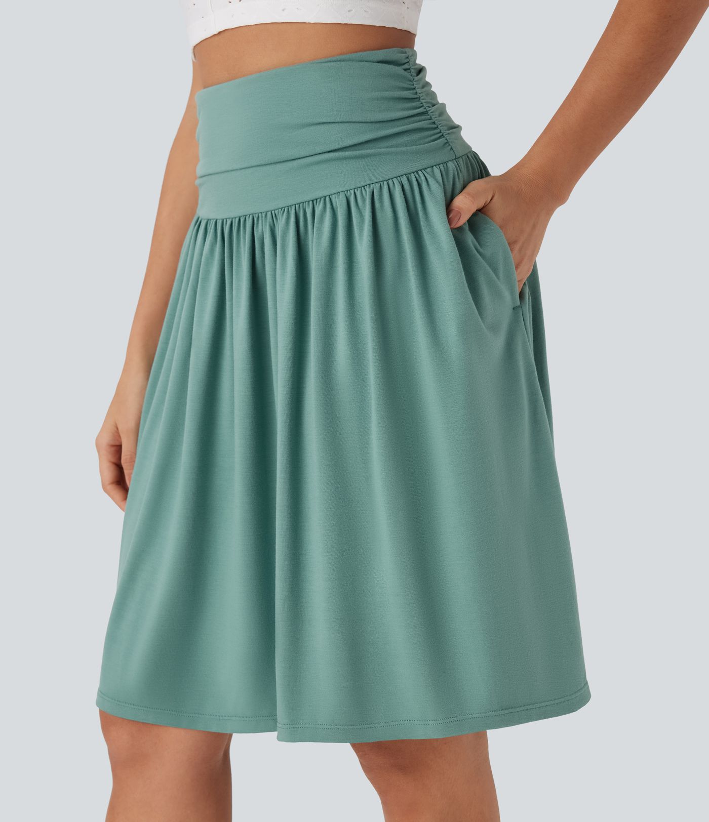 High-waisted ruched pocket fullness skirt