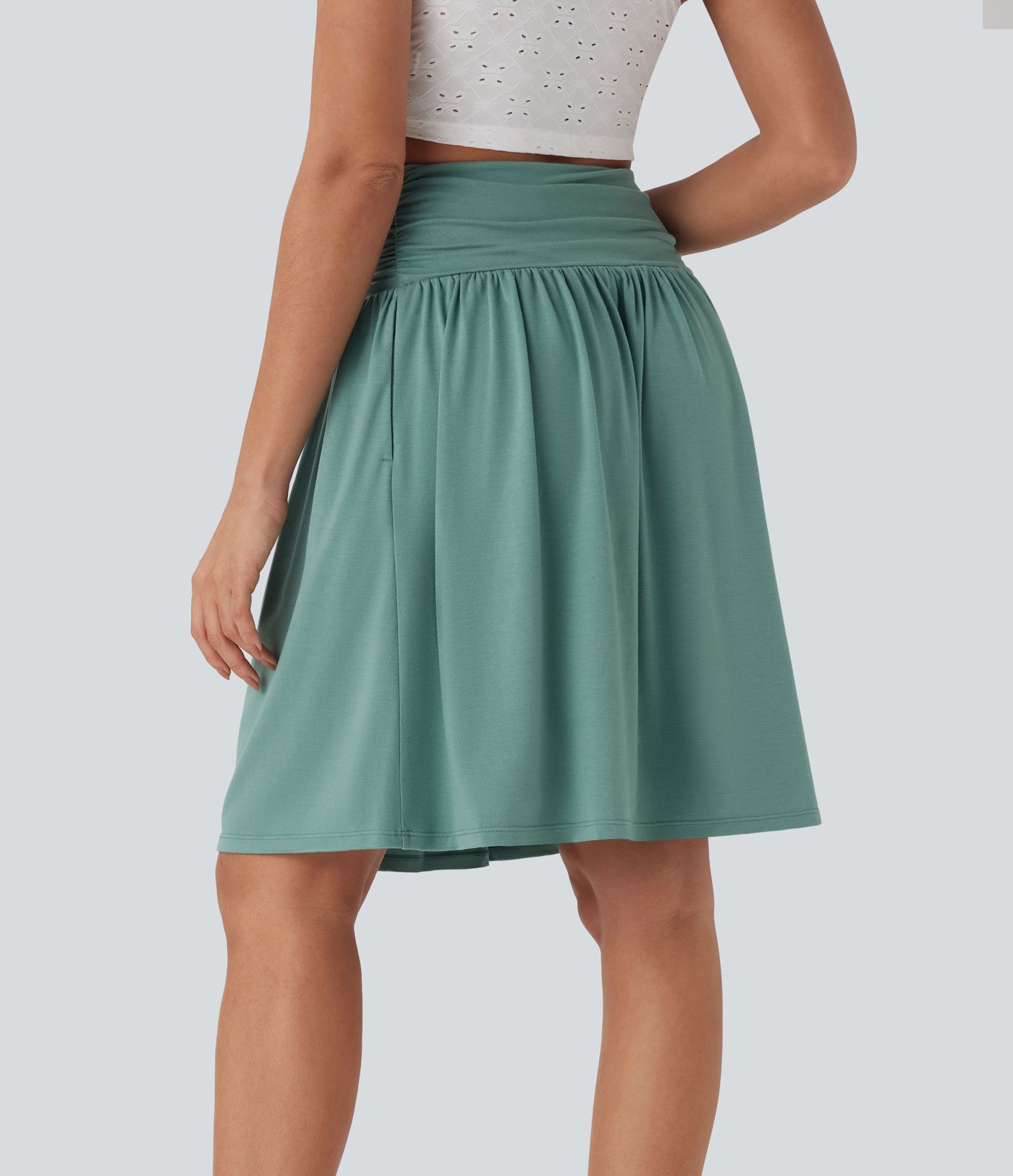 High-waisted ruched pocket fullness skirt