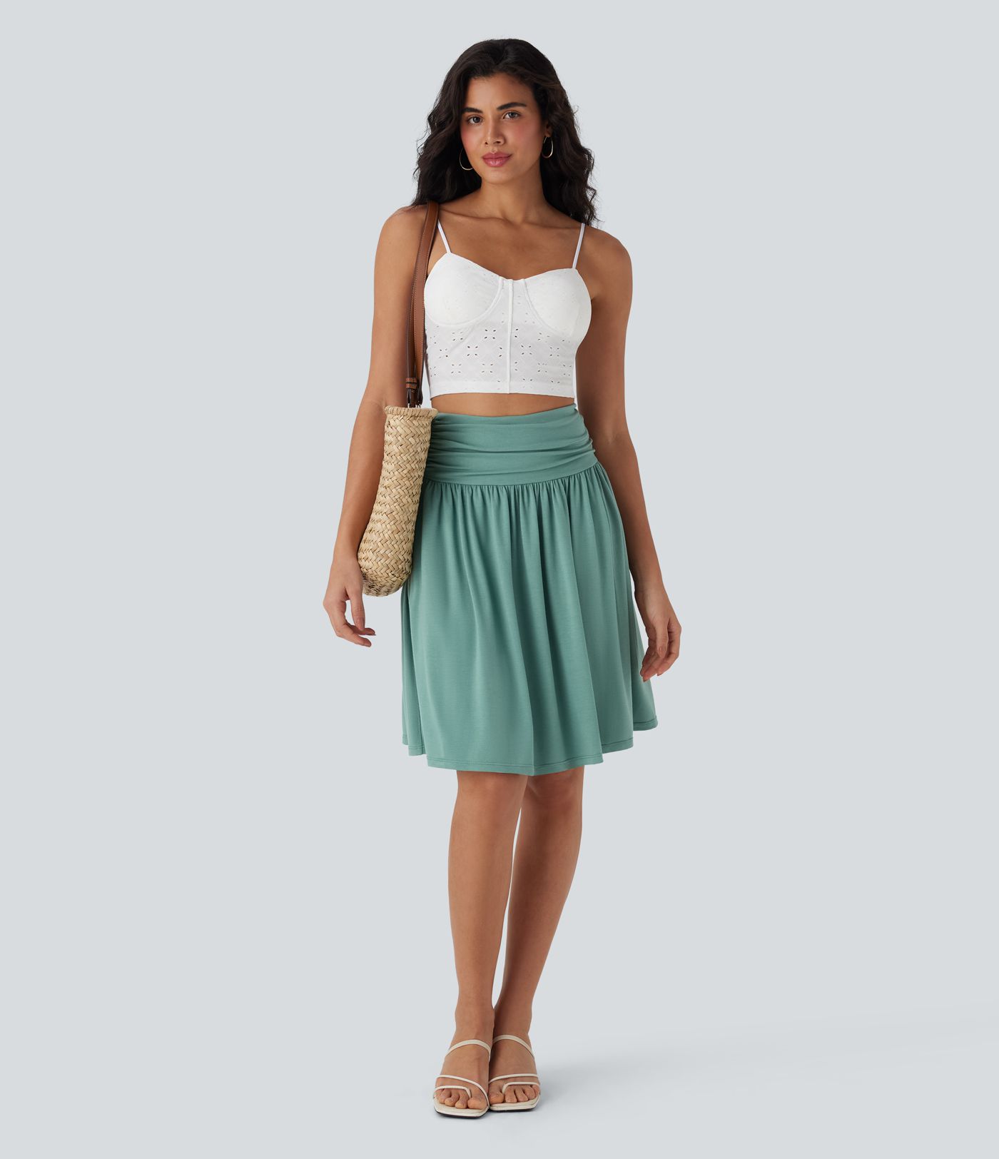High-waisted ruched pocket fullness skirt