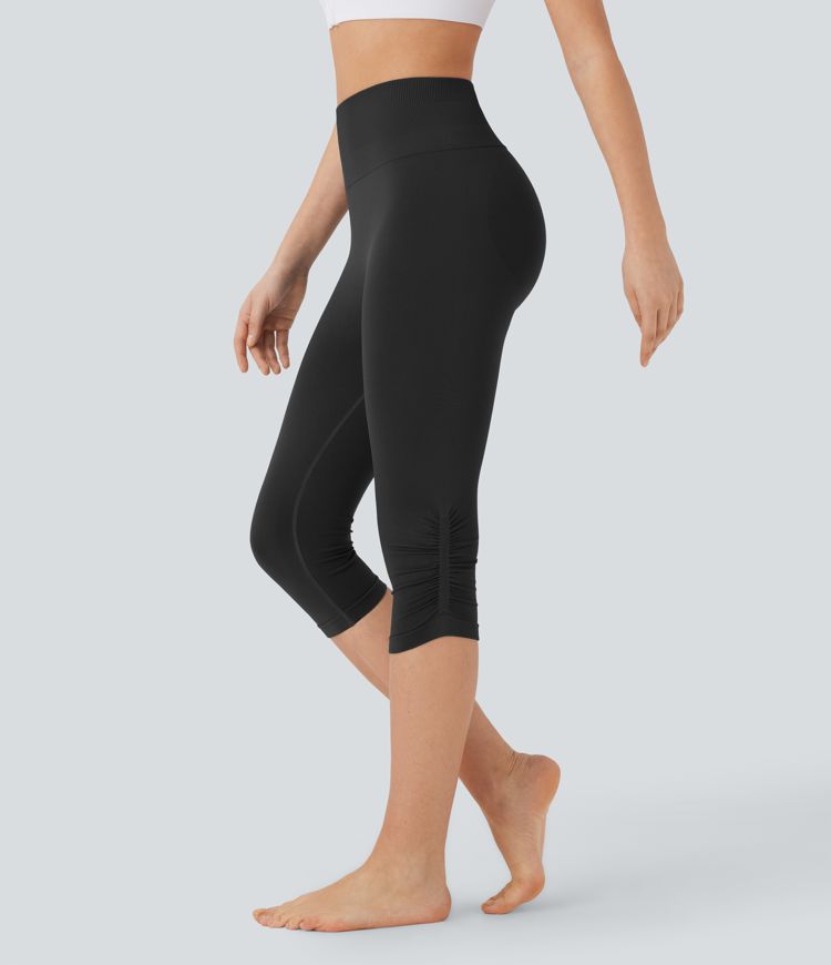 Seamless Flow High Waisted Scrunch Yoga Pedal Pusher Leggings