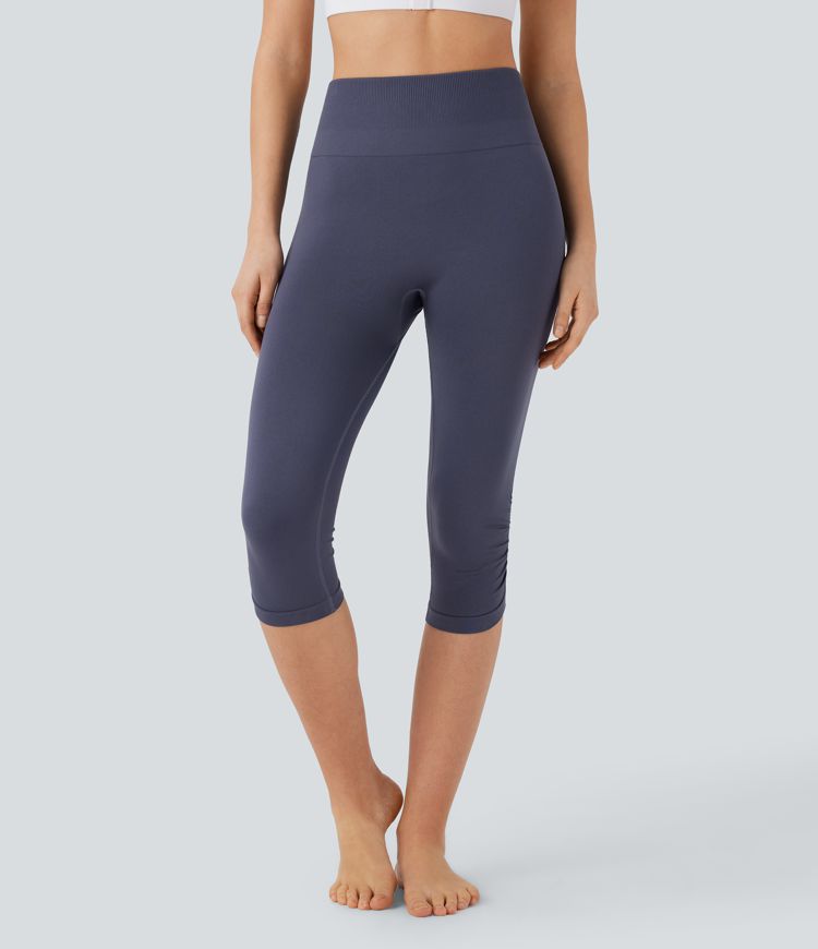 Seamless Flow High Waisted Scrunch Yoga Pedal Pusher Leggings