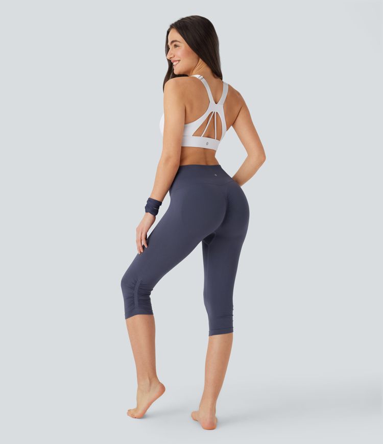 Seamless Flow High Waisted Scrunch Yoga Pedal Pusher Leggings