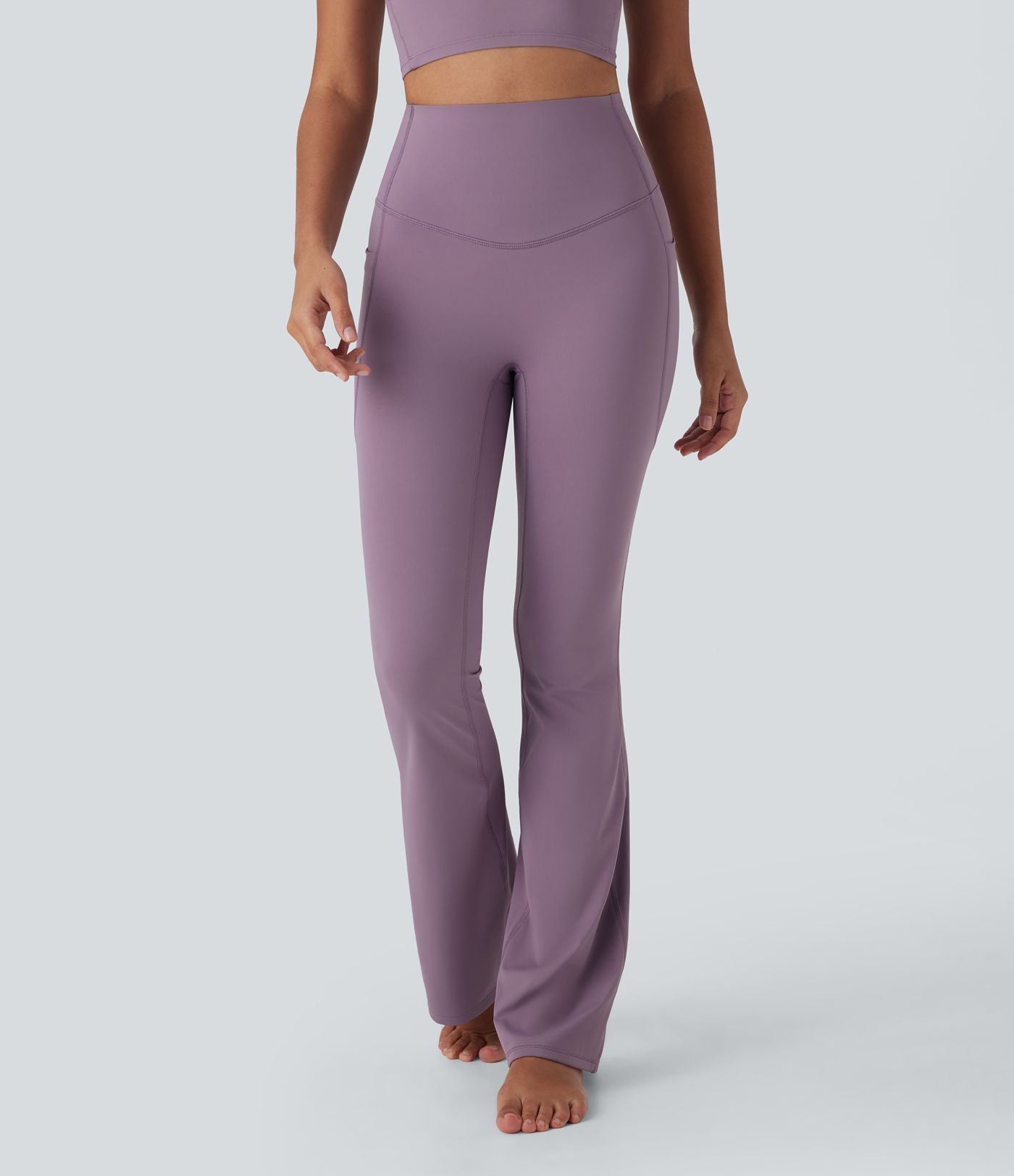 Flare yoga leggings by Halara UltraSculpt™ Refreshing quick-dry fabric with high rise waist, tummy control, and pockets - UPF 50+
