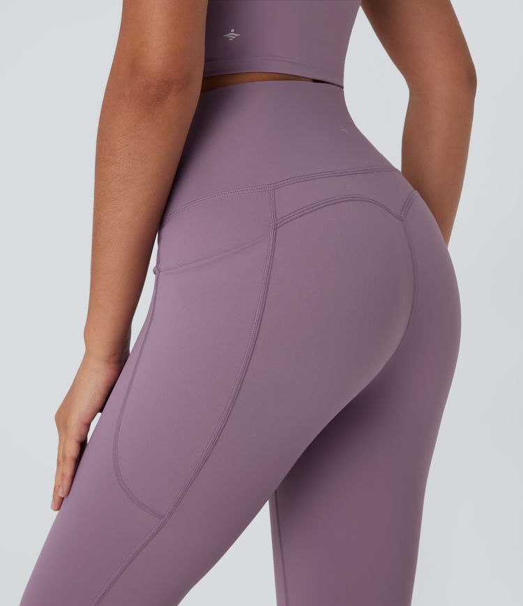 Flare yoga leggings by Halara UltraSculpt™ Refreshing quick-dry fabric with high rise waist, tummy control, and pockets - UPF 50+