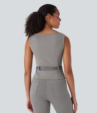Arbeits-Tanktop mit eckigem Ausschnitt und Gürtel