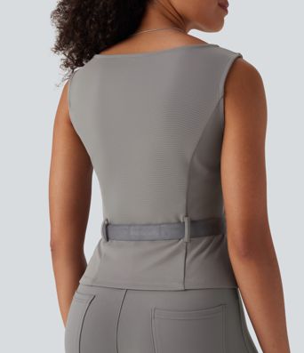 Arbeits-Tanktop mit eckigem Ausschnitt und Gürtel