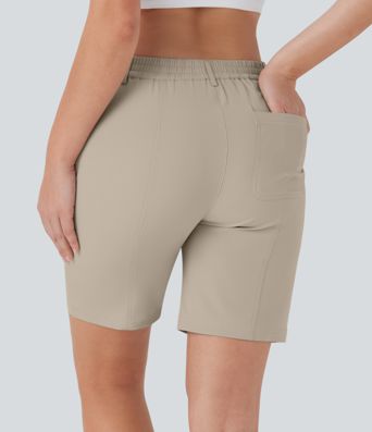 Quick Dry Mid Rise Casual Bermuda Shorts with Pockets-UPF 40+