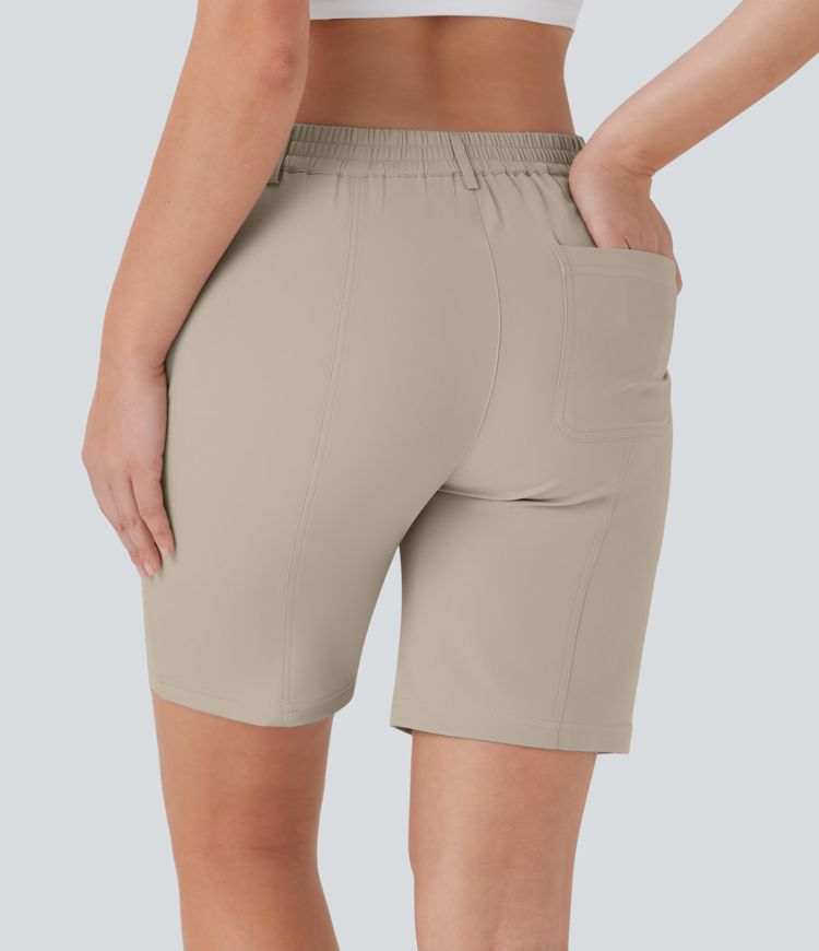 Quick Dry Mid Rise Casual Bermuda Shorts with Pockets-UPF 40+