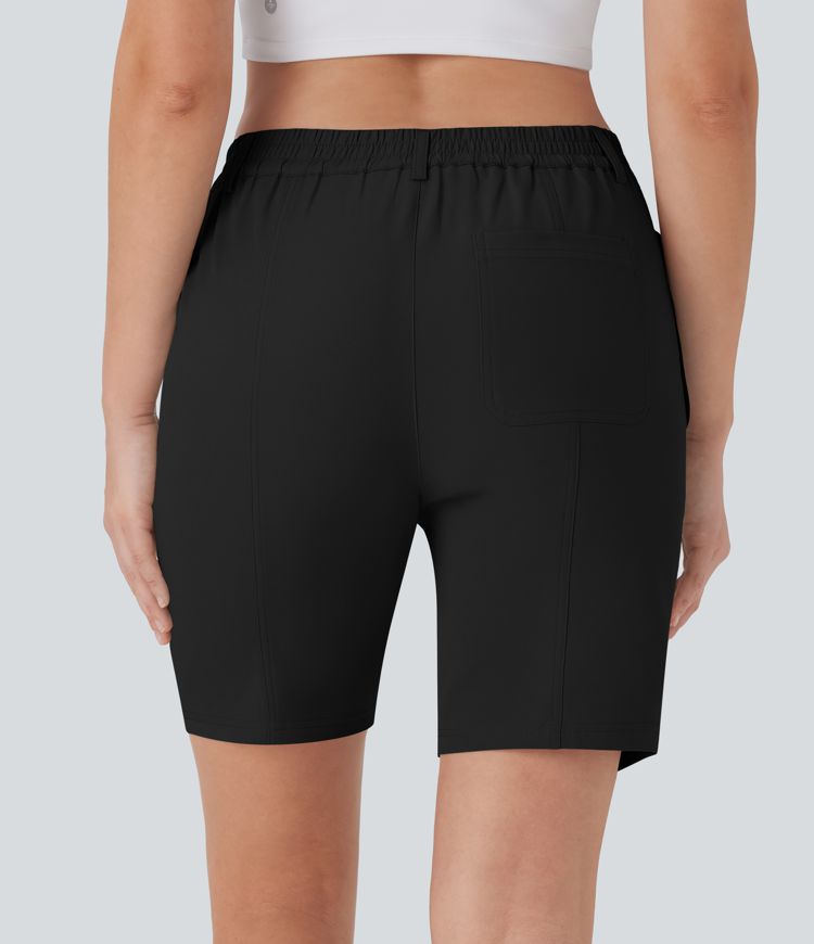 Quick Dry Mid Rise Casual Bermuda Shorts with Pockets-UPF 40+