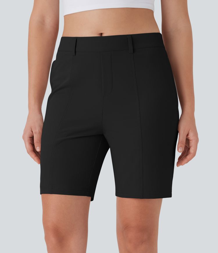 Quick Dry Mid Rise Casual Bermuda Shorts with Pockets-UPF 40+