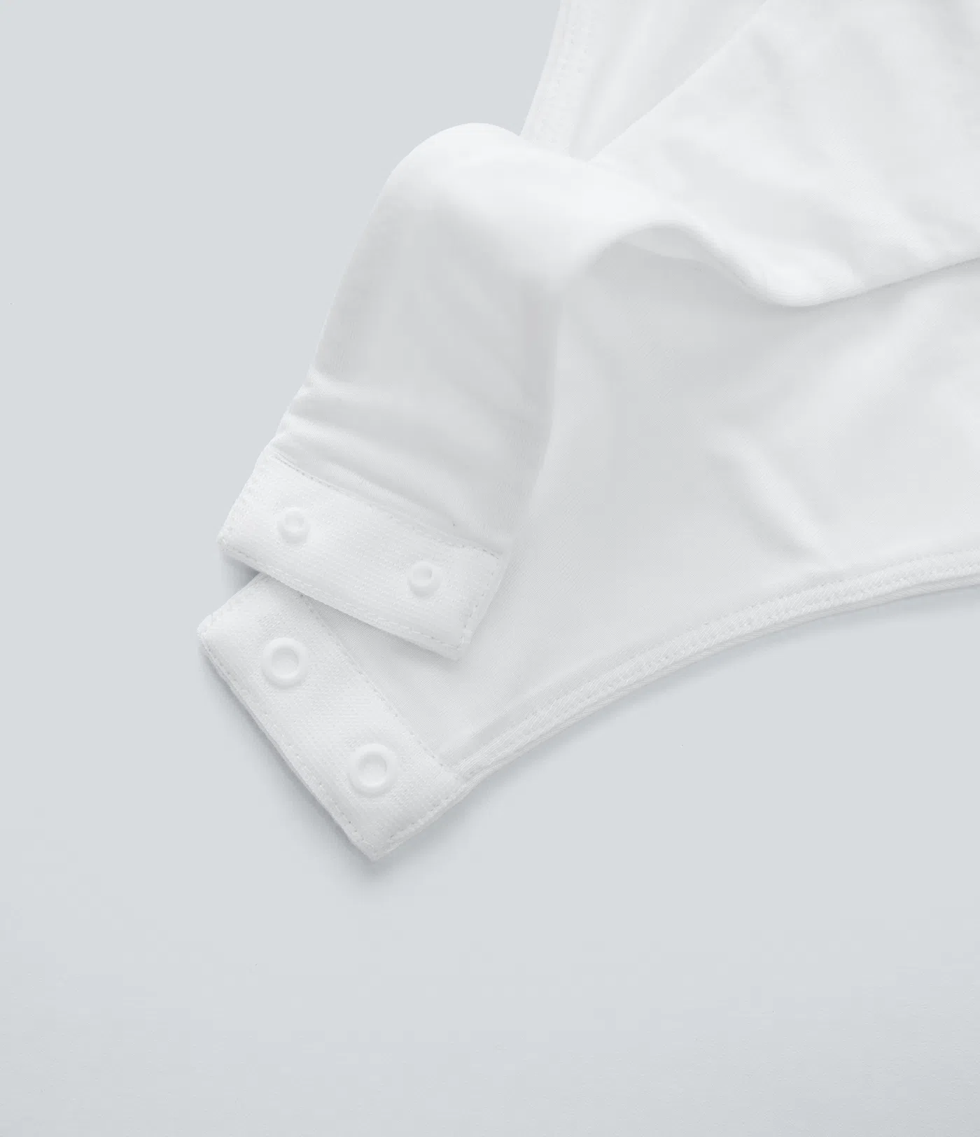 Crossover V-Neck Batwing-Sleeve Snap Satin Work Bodysuit