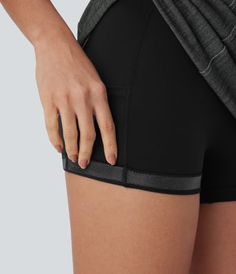 Halara Flex™ Neckholder-Kleid, rückenfrei, figurbetont, zweiteilig, Cool Touch, gewaschen, dehnbar, Mini-Tennis-Aktivkleid aus Denim mit Seitentaschen Halara Flex™ Neckholder-Kleid, rückenfrei, figurbetont, zweiteilig, Cool Touch, gewaschen, dehnbar, Mini-Tennis-Aktivkleid aus Denim mit Seitentaschen
