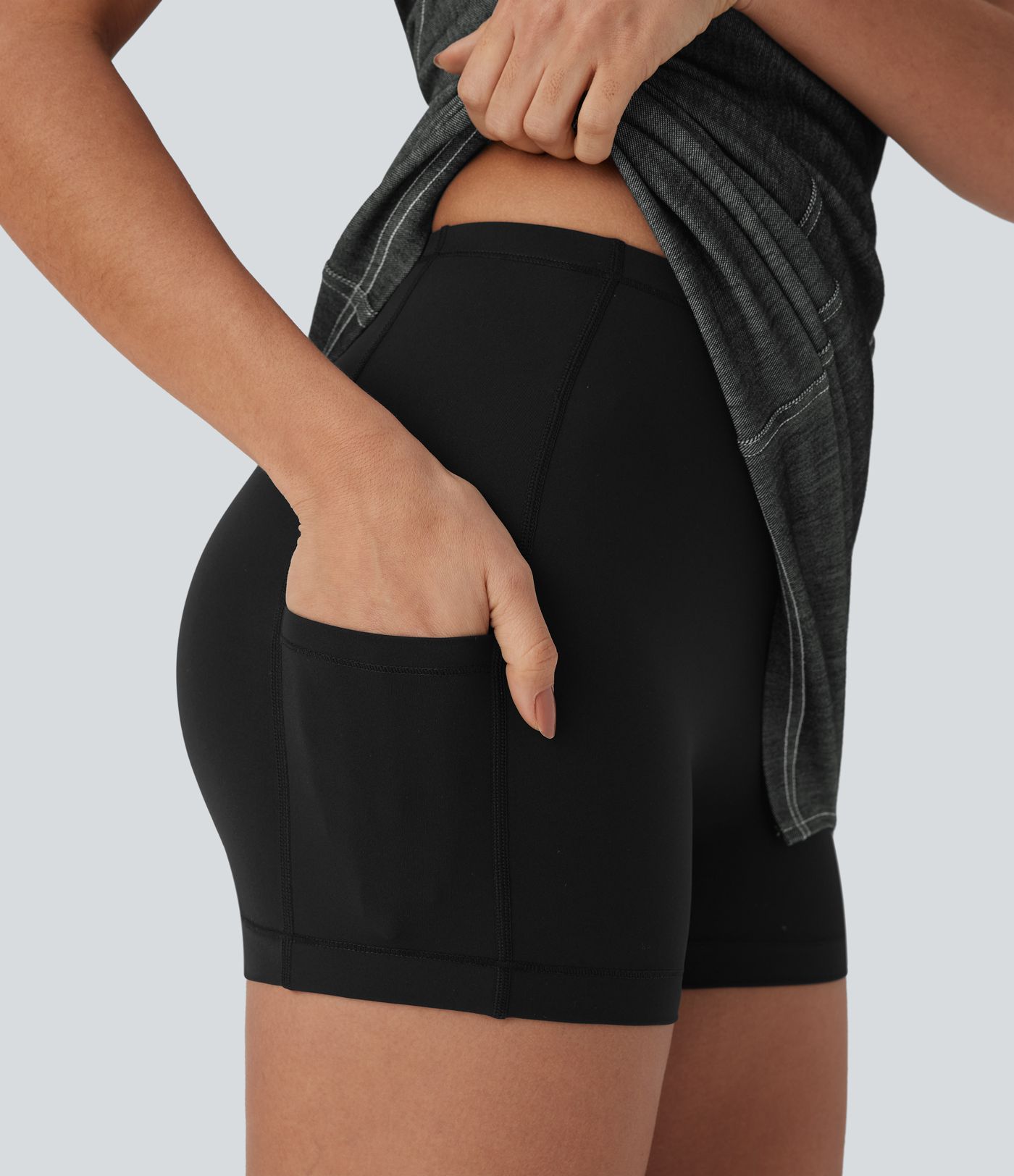 Halara Flex™ Neckholder-Kleid, rückenfrei, figurbetont, zweiteilig, Cool Touch, gewaschen, dehnbar, Mini-Tennis-Aktivkleid aus Denim mit Seitentaschen Halara Flex™ Neckholder-Kleid, rückenfrei, figurbetont, zweiteilig, Cool Touch, gewaschen, dehnbar, Mini-Tennis-Aktivkleid aus Denim mit Seitentaschen