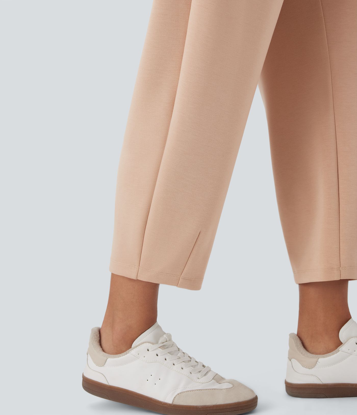 High Waisted Barrel Leg Casual Trousers with Pockets