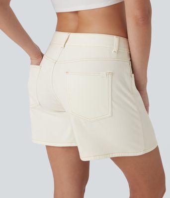 Short en jean décontracté Halara Flex™ asymétrique à taille basse avec poches