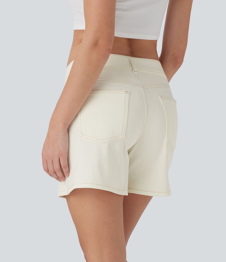 Short en jean décontracté Halara Flex™ asymétrique à taille basse avec poches