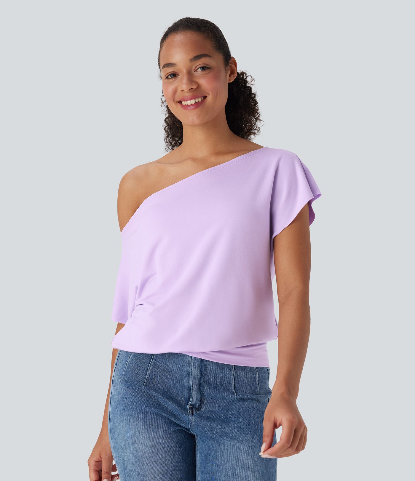 One Shoulder Short Sleeve Casual Top