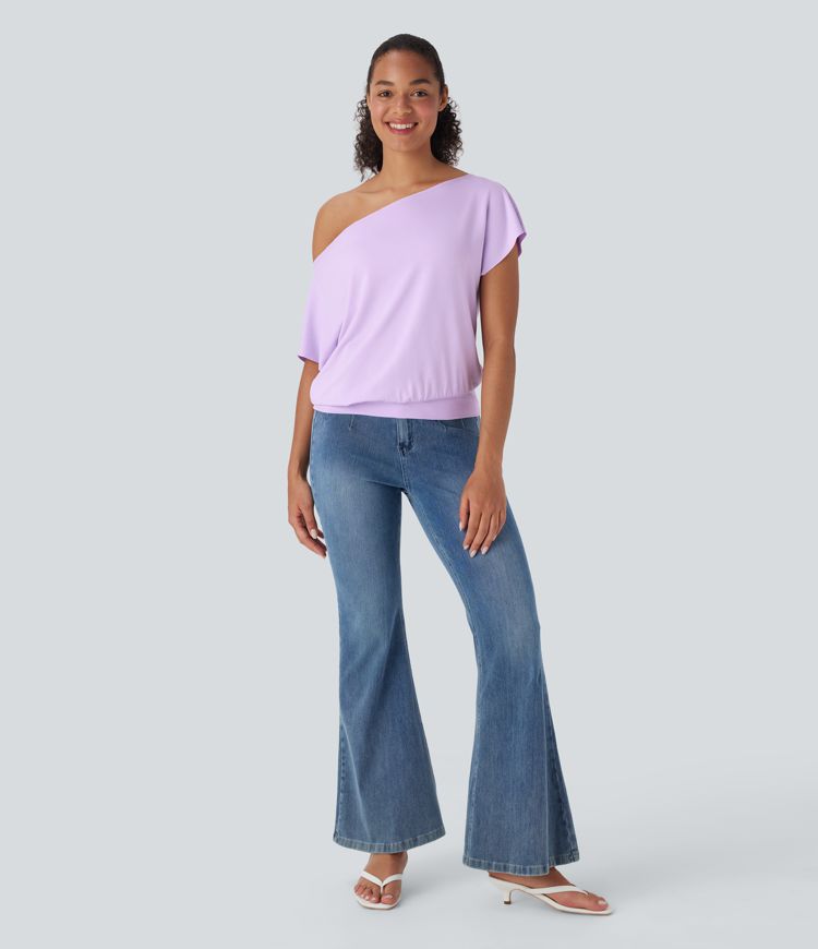 One Shoulder Short Sleeve Casual Top