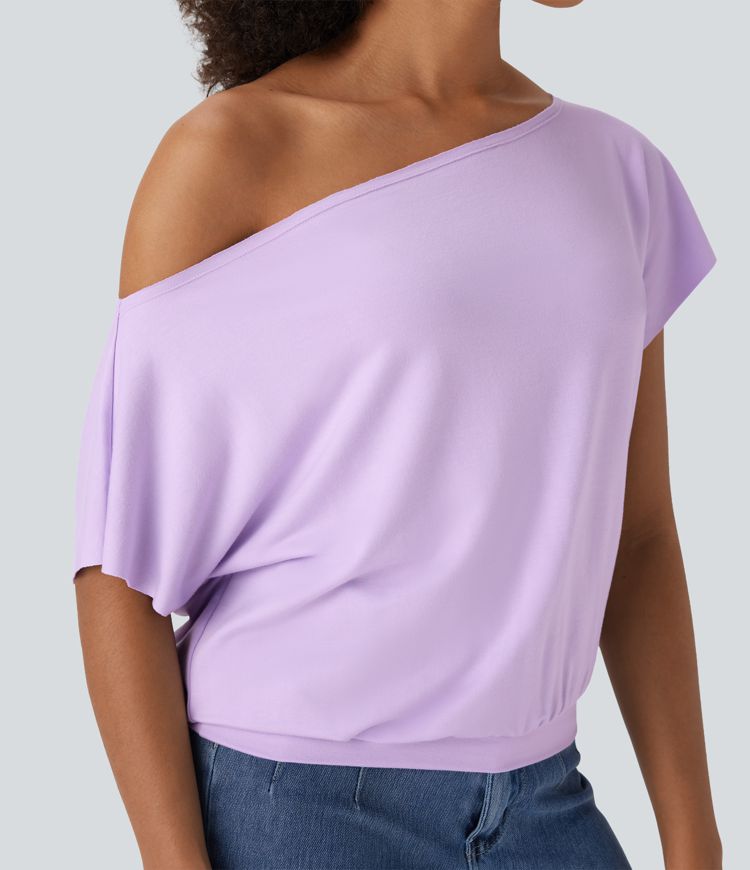 One Shoulder Short Sleeve Casual Top