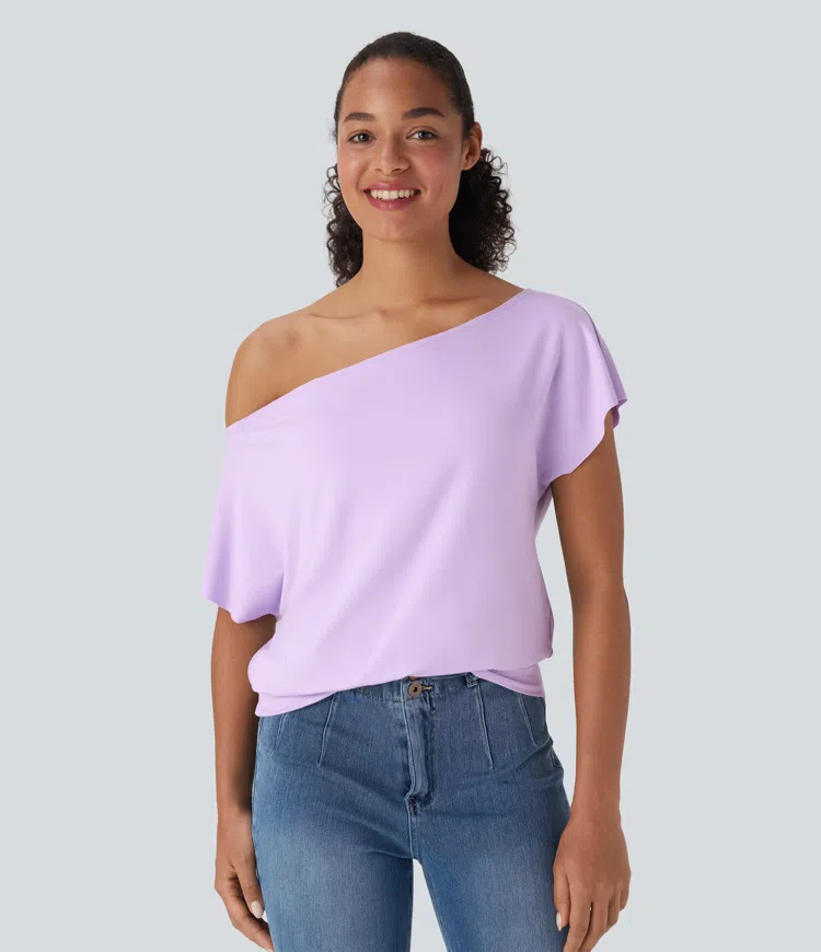 One Shoulder Short Sleeve Casual Top