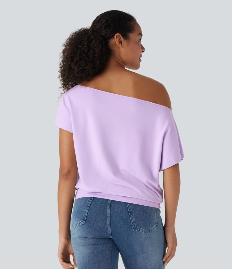 One Shoulder Short Sleeve Casual Top
