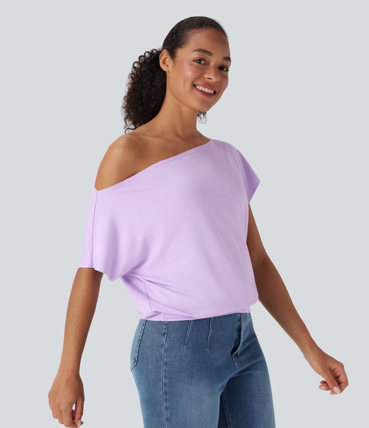 One Shoulder Short Sleeve Casual Top