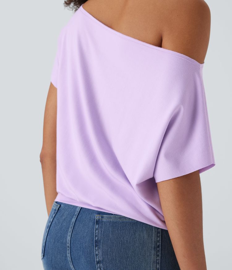 One Shoulder Short Sleeve Casual Top