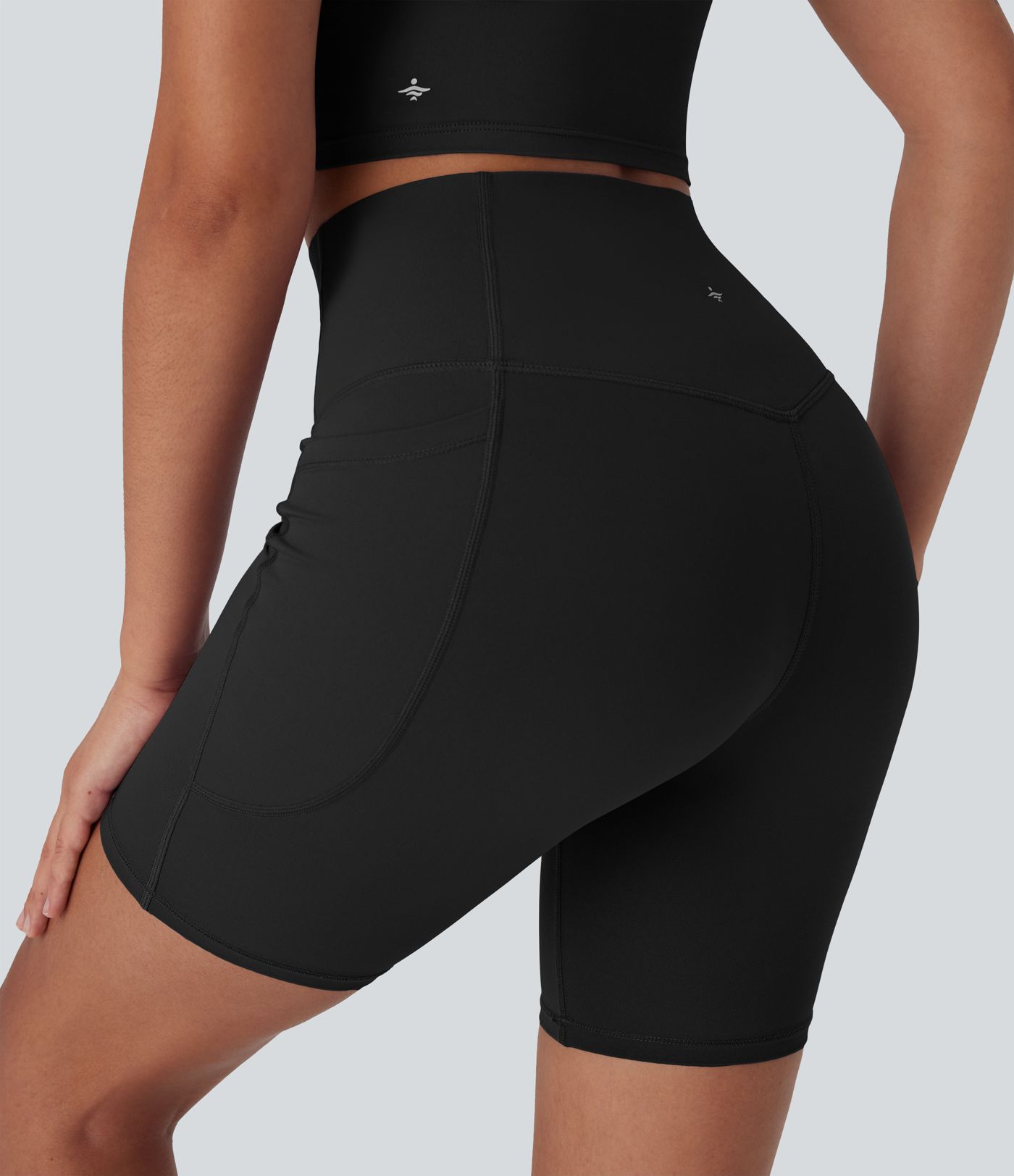 Halara UltraSculpt™ Cool Quick Dry High Waisted Tummy Control Shaping Yoga Biker Shorts 7'' with Pockets-UPF50+