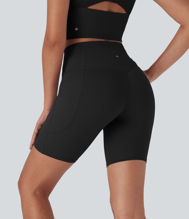 Halara UltraSculpt™ Cool Quick Dry High Waisted Tummy Control Shaping Yoga Biker Shorts 7'' with Pockets-UPF50+
