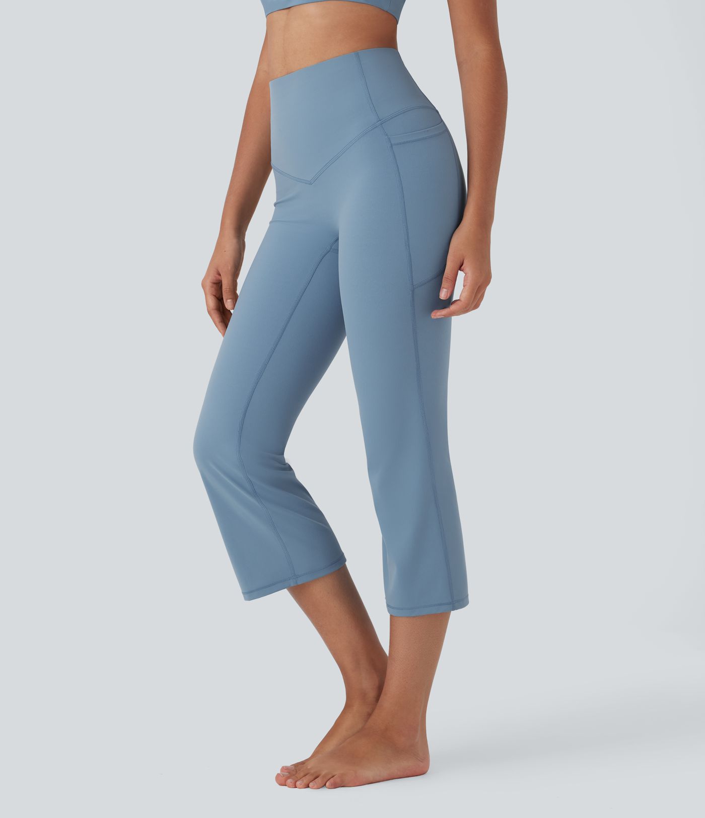 Halara UltraSculpt™ High Waisted Tummy Control Cropped Yoga Bootcut Leggings with Pockets