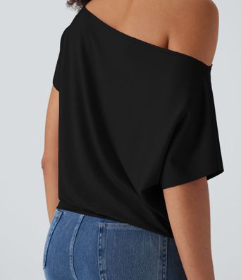 One Shoulder Short Sleeve Casual Top