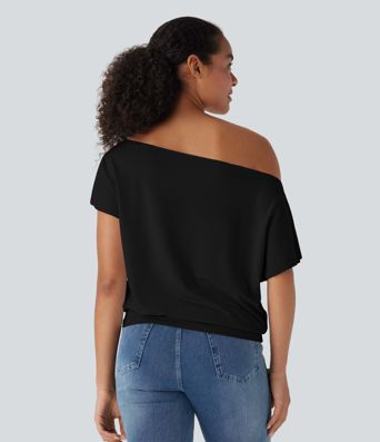 One Shoulder Short Sleeve Casual Top