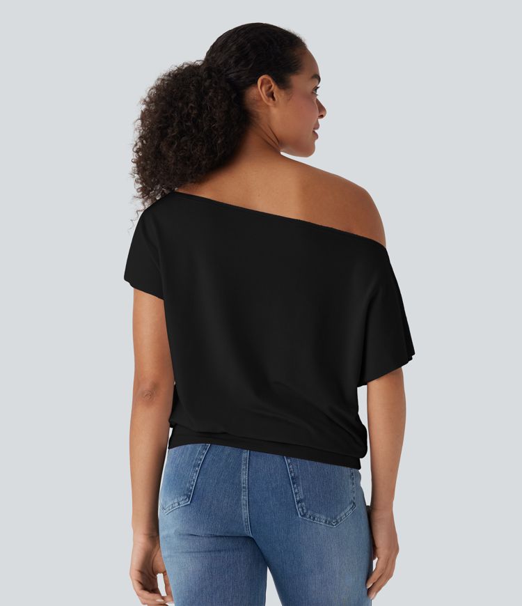 One Shoulder Short Sleeve Casual Top