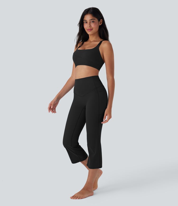 Halara UltraSculpt™ High Waisted Tummy Control Cropped Yoga Bootcut Leggings with Pockets