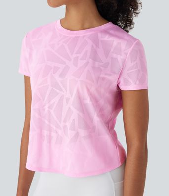 OneForm Seamless Flow Jacquard Crossover Hem Yoga Sports Top