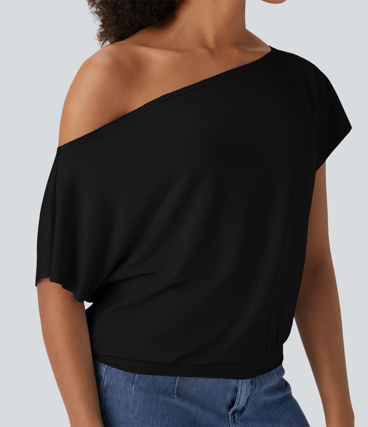 One Shoulder Short Sleeve Casual Top