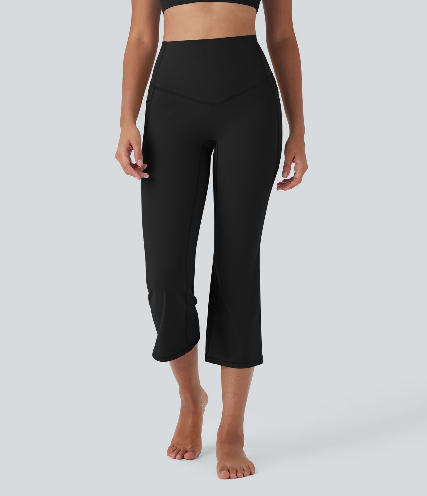 Halara UltraSculpt™ SoCinched High Waisted Tummy Control Cropped Yoga Bootcut Leggings with Side Pockets