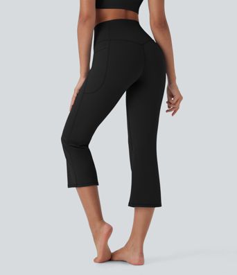 Halara UltraSculpt™ SoCinched High Waist Bauch-Kontrolle Cropped Yoga Bootcut Leggings mit Taschen